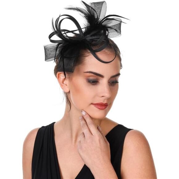 Fascinators Hat Flower St07-black - Picture 1 of 2